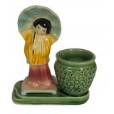 B5 - Vintage Shawnee Geisha Planter #701 & Vintage Asian Man Planter (Lot of 2)