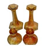 C4 - Vintage Imperial Glass Crackle Candlesticks Set