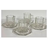 E4 - Vintage Italian Art Deco Glass Demitasse Cups & Saucers - Set of 4