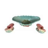 C3 - Vintage Hull Art Vintage Console Set - 14in Centerpiece Bowl with 2 Pedestals (B-16 3.5)