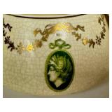 K3 - Antique Roseville Pottery Medallion Pattern Dresser Box or Hair Receiver - Early 1900s
