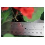 Pair of Red Geranium Plant in Wicker Basket with Cardinal Bird Figurine 9.5"L
