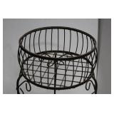 Plant Stand - Vintage Wrought Iron 2-Tier with Circular Wire Baskets 34"tall