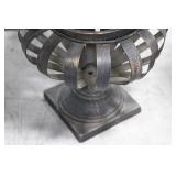 Iron Cast Garden Urns - Lattice Pattern, Pair with Removable Ivy Leaves 17" x 16"