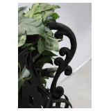 Iron Cast Garden Urns - Lattice Pattern, Pair with Removable Ivy Leaves 17" x 16"