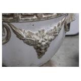 Pair of Greek-Key Urn Planters with Grapevine Relief Concrete 16" x 14"