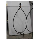3-Piece Wrought Iron Teardrop Plant Stakes with Amber Glass Orbs 38.5" x 16"