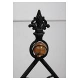 3-Piece Wrought Iron Teardrop Plant Stakes with Amber Glass Orbs 38.5" x 16"