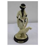 La Verona Collection Figurine - Black Woman in Cream Dress with Dog 15.5"tall