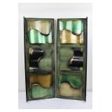 Pair of Verdigris Patina Metal Wall Panels with Curved Cutouts - Each 36" x 13"