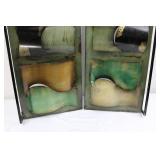Pair of Verdigris Patina Metal Wall Panels with Curved Cutouts - Each 36" x 13"