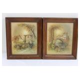 Andres Orpinas Country House and Wishing Well - Cottage & Bridge Scenes (Lot of 2) 12" x 10"