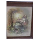 Andres Orpinas Country House and Wishing Well - Cottage & Bridge Scenes (Lot of 2) 12" x 10"