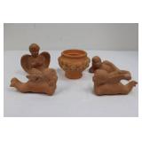 Terracotta Cherub Angel Figurine Set with Decorative Vase - 5-Piece Display 3"-5"Tall