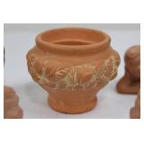 Terracotta Cherub Angel Figurine Set with Decorative Vase - 5-Piece Display 3"-5"Tall
