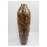 Thai Ceramic Vase - Brown Crackle Glaze, Tall Slender Form, Made in Thailand 25"