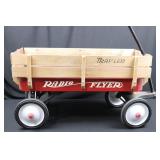 Radio Flyer Traveller Wagon - Vintage Wooden Wagon with Red Tub 34"x 16"x 9.5"