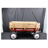 Radio Flyer Traveller Wagon - Vintage Wooden Wagon with Red Tub 34"x 16"x 9.5"