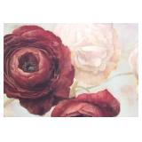 Framed Rose Bouquet Painting - Red & Ivory Roses in Vase 30.5" x 30.5"