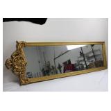 Ornate Gold Rococo Frame Wall Mirror with Floral Carvings 62" x 19"