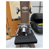 VINTAGE Swift Student Microscope No. 59285 Compound Monocular Scope Rotating Nosepiece 3 Objective Lenses Heavy All Metal Construction Includes Wooden Storage Case + Accessory Blocks Perfect For Colle