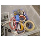 Tote of Misc. Tools, Hardware, & Tape