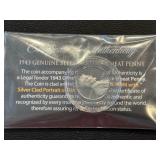 1943 Lincoln Cent Silver Lincoln Portrait Black Ruthenium Edition