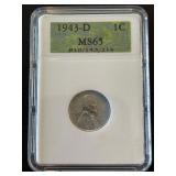 1943-D Lincoln Steel Cent NCGS MS65