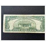 1953 B Red Seal $5 Dollar Note