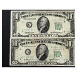 1950 Green Seal $10 Dollar Federal Reserve Notes