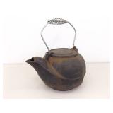 Vintage Cast Iron Lidded Wood Stove/Campfire Tea Kettle (Needs a Lye Bath)