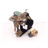 2 Collectible Miniature Leather Saddles (**Display Stand NOT included**)