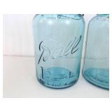 Lot of 9 Antique Ball Mason Jars, Some w/Lids