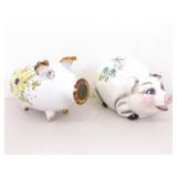 2 LARGE Porcelain Piggy Banks