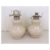 Lot of Various Vintage Glass Oil Lamps