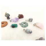 Lot of Semi Precious etc. Stone Pendants, Fossils, etc.