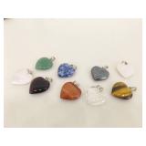 Lot of Semi Precious etc. Stone Pendants, Fossils, etc.