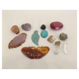 Lot of Semi Precious etc. Stone Pendants, Fossils, etc.