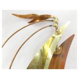 Vintage Mid Century Brass and Copper Sailboat Hanging Wall Art