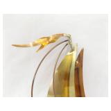 Vintage Mid Century Brass and Copper Sailboat Hanging Wall Art