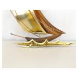 Vintage Mid Century Brass and Copper Sailboat Hanging Wall Art