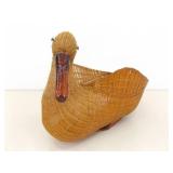 13" Vintage Hand Woven Goose Basket