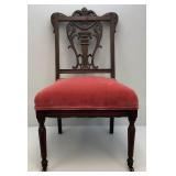 Victorian Carved Wallnut Chair With Brass Wheels On Front legs (Nice Condition)