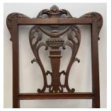 Victorian Carved Wallnut Chair With Brass Wheels On Front legs (Nice Condition)