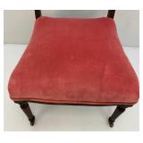 Victorian Carved Wallnut Chair With Brass Wheels On Front legs (Nice Condition)