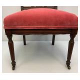 Victorian Carved Wallnut Chair With Brass Wheels On Front legs (Nice Condition)