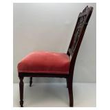 Victorian Carved Wallnut Chair With Brass Wheels On Front legs (Nice Condition)