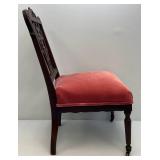 Victorian Carved Wallnut Chair With Brass Wheels On Front legs (Nice Condition)