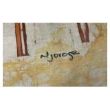 Framed Behind Glass M Jorge Signed African (Antelopes) Printed Textile 22 1/2" x 33 1/2"