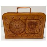 Hand Made Mexican Embossed Leather Aztec Themed Laptop Bag 2 1/2" x 11" x 16"